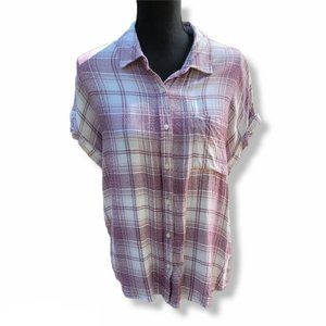 Plaid Cosmic Blue Love Button Down
